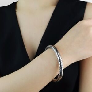 Bottega Veneta Sterling Silver Weave Bangle Bracelet